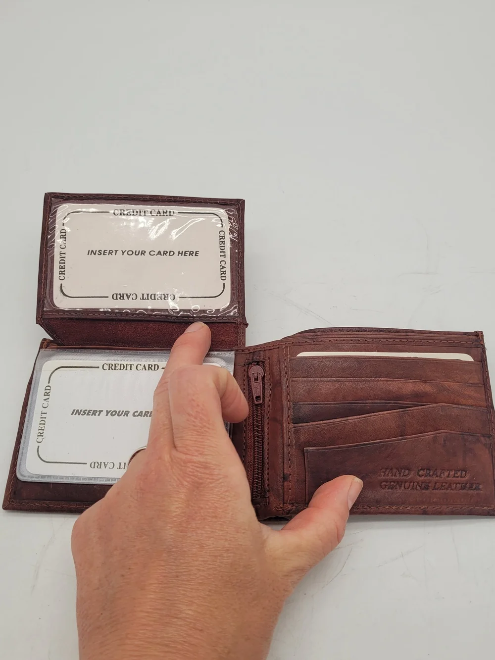 Men's Brown Leather Card & Key Wallet - Slim Bifold